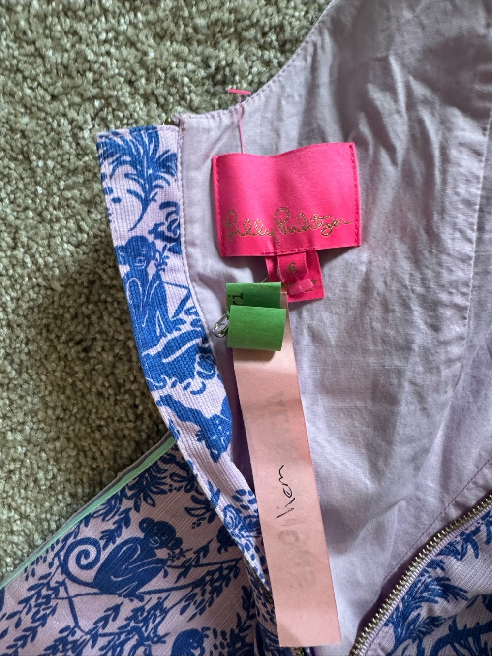 Lilly Pulitzer Blue Floral Jungle Print Shift Dress with Side Stripe - Picture 3 of 3